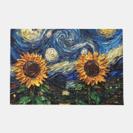 Felpudo Van Gogh girasoles y noche estrellada