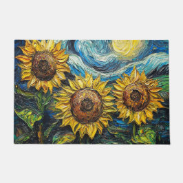Felpudo Van Gogh girasoles y noche estrellada