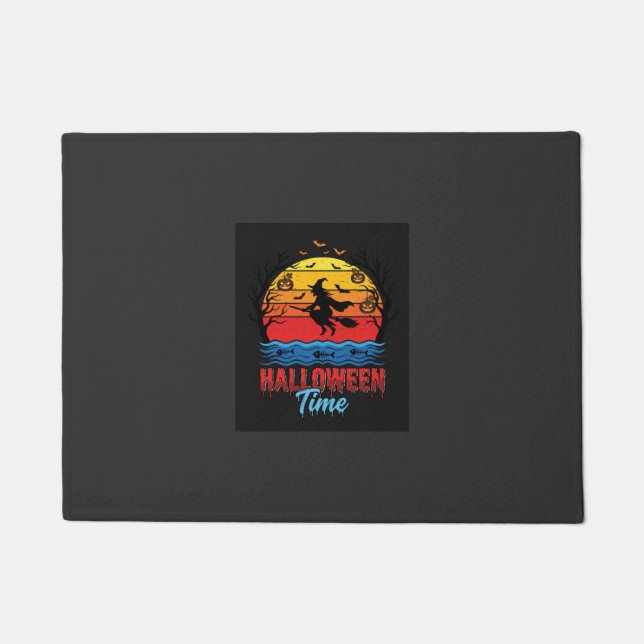 Felpudo Vector Bruja Atardecer Halloween (Anverso)