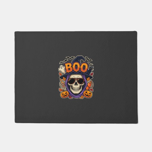 Felpudo Vector de gafas de sol de cráneo de Halloween Boo (Anverso)