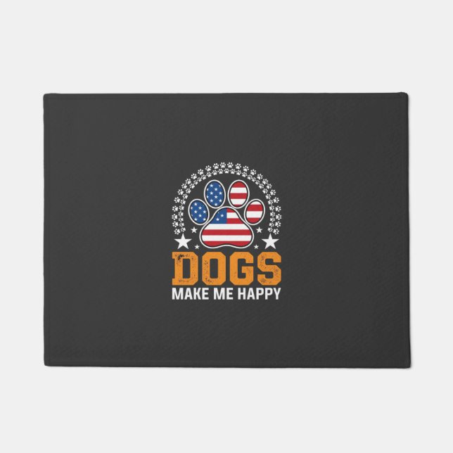 Felpudo Vector de huella de pata de perros patrióticos (Anverso)