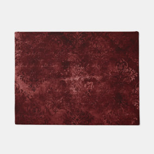 Felpudo Velvety Henna Damask Grunge con angustia roja