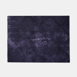 Felpudo Velvety Midnight Damask | Grunge índigo morado
