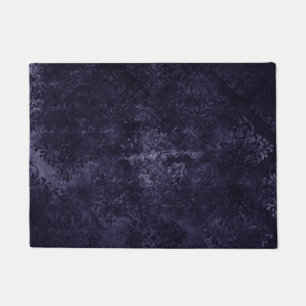 Felpudo Velvety Midnight Damask Grunge índigo morado