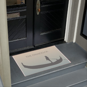 Felpudo Venecia Gondola Silhouette en Sunset Personalizada