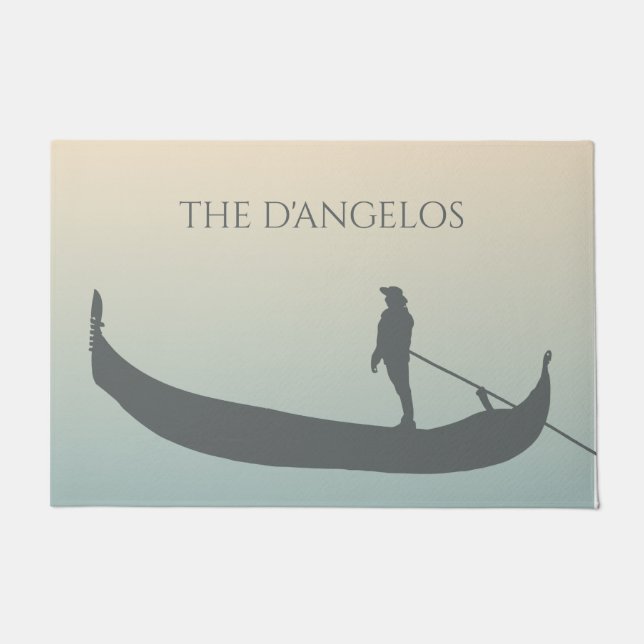 Felpudo Venecia Gondola Silhouette en Sunset Personalizada (Anverso)
