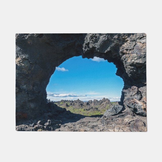 Felpudo Ventana de lava en Dimmuborgir, zona de Myvatn - I (Anverso)