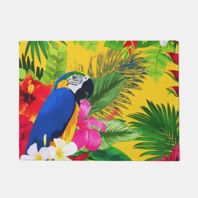 Felpudo Verano Bloom Tropical Toucan Deja Acuarela (Anverso)