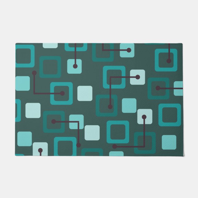 Felpudo Verde azuladas baldosas y plazas de los años 50 (Anverso)