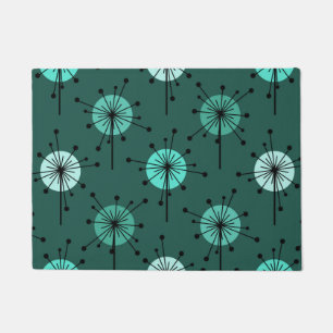 Felpudo Verde azuladas flores de Starburst Sputnik