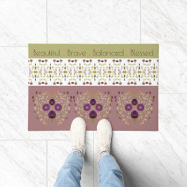 Felpudo Verde De Oliva Y Rosa