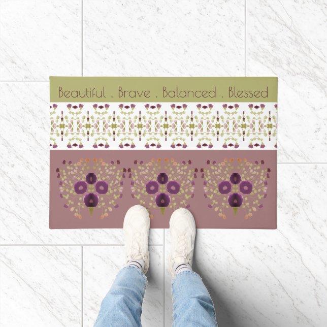 Felpudo Verde De Oliva Y Rosa (Interior)