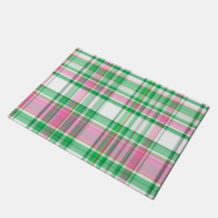 Felpudo Verde esmeralda, rosa caliente, madrás de perrito