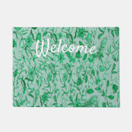 Felpudo Verde Esmeralda sobre un respaldo de textura escul