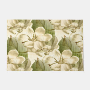 Felpudo verde floral de la magnolia