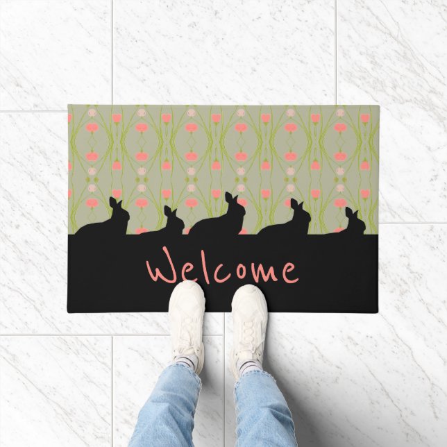 Felpudo Verde Gris Con Silhouettes Bunny (Interior)