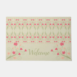 Felpudo Verde Pastel Con Floral