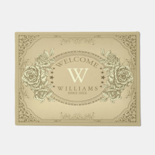 Felpudo Verde sabio * Marco ovalado floral para Rosas vent