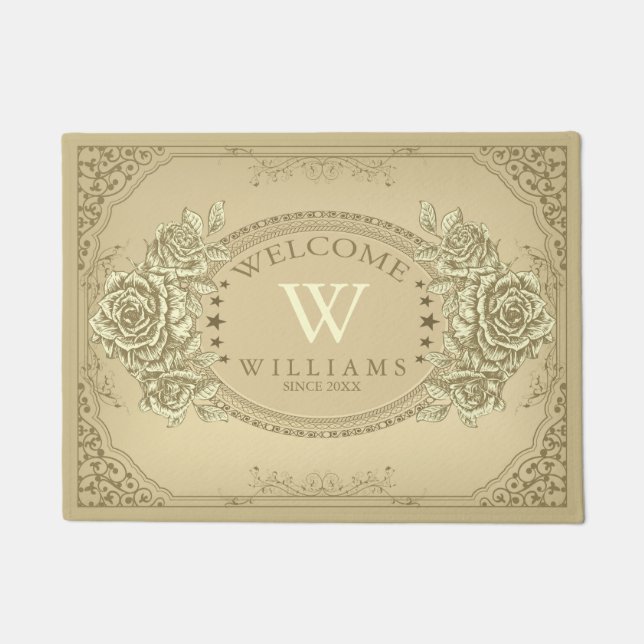 Felpudo Verde sabio * Marco ovalado floral para Rosas vent (Anverso)