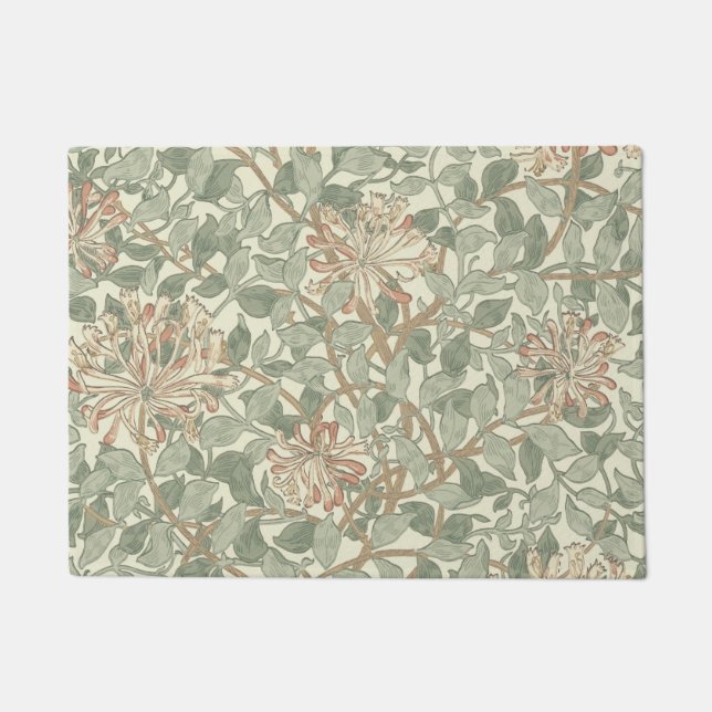 Felpudo Verde Suave Vintage William Morris Honeysuckle (Anverso)