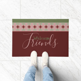 Felpudo Verde Y Rosa De Borgoña