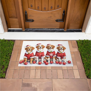Felpudo Vestido de Navidad Brittany Spaniel Sombrero de Sa