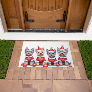 Felpudo Vestido de Navidad para Yorkshire Terrier con Somb