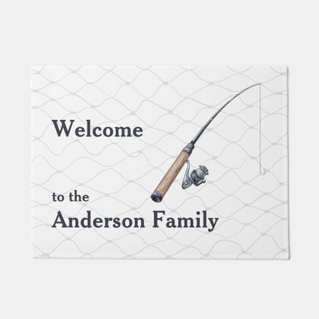 Felpudo Vías de pesca y bienvenida a la red (Anverso)