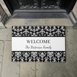 Felpudo Victorian Black and White Damask Pattern