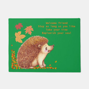 Felpudo Vida silvestre - Hedgehog en hojas de Autum/otoño.