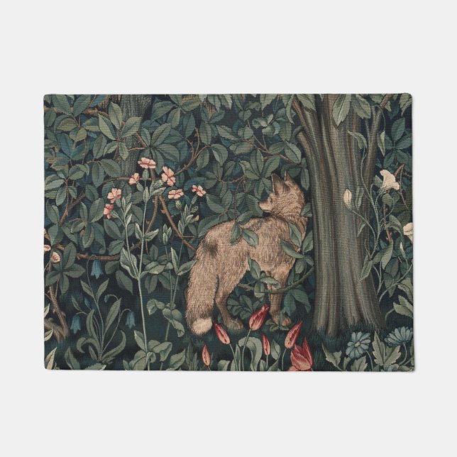 Felpudo Vida silvestre William Morris Greenery Fox (Anverso)