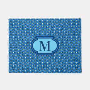 Felpudo Vieiras chinas decadas, azul oceánico con monogram