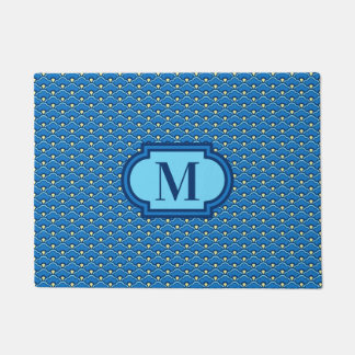 Felpudo Vieiras chinas decadas, azul oceánico con monogram