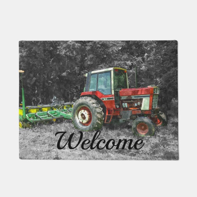 Felpudo Viejo Tractor Internacional Painterly Doormat (Anverso)