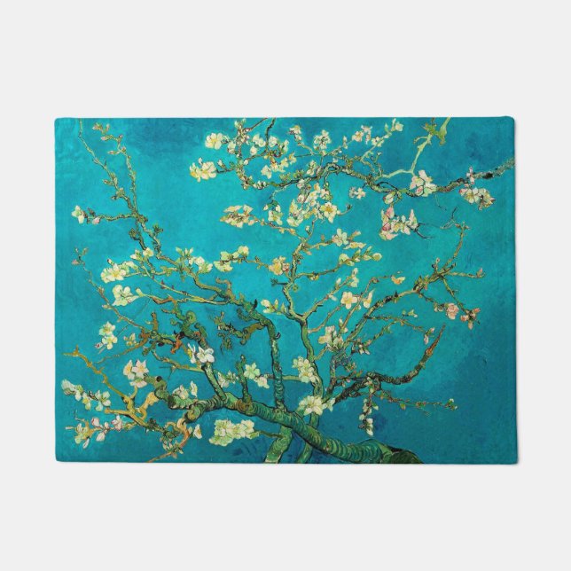 Felpudo Vincent Van Gogh Blossoming Almond Tree Floral Art (Anverso)