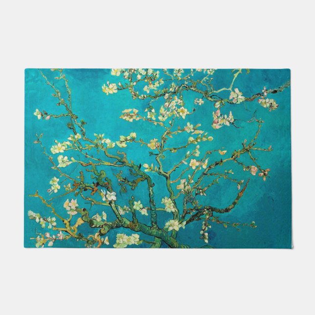 Felpudo Vincent Van Gogh Blossoming Almond Tree Floral Art (Anverso)