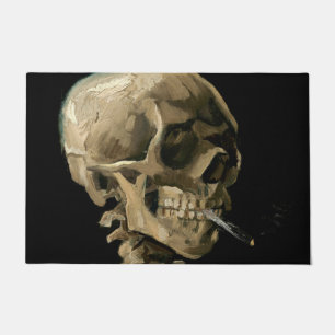 Felpudo Vincent van Gogh - Calavera con cigarrillo en llam