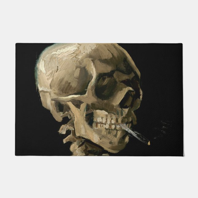 Felpudo Vincent van Gogh - Calavera con cigarrillo en llam (Anverso)