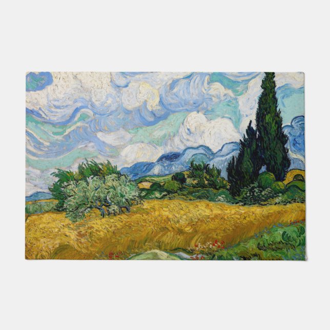 Felpudo Vincent Van Gogh - Campo de trigo con cipreses (Anverso)