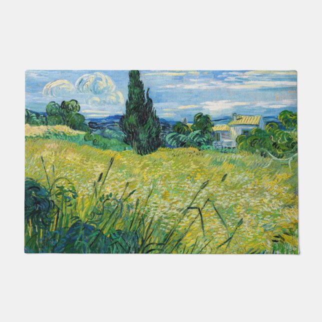 Felpudo Vincent van Gogh - Campo de Trigo Verde con Cypres (Anverso)