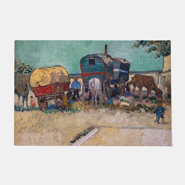 Felpudo Vincent Van Gogh - Caravanas, campo gitano cerca d (Anverso)