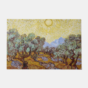 Felpudo Vincent van Gogh - Olivos, cielo amarillo y sol