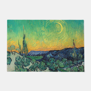 Felpudo Vincent van Gogh - Paisaje iluminado por luna con