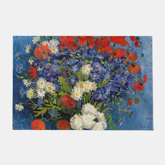 Felpudo Vincent van Gogh - Vase con Cornflowers & Poppies (Anverso)