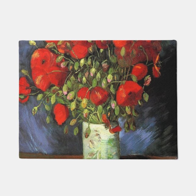 Felpudo Vincent Van Gogh Vase Con Poppies Rojos (Anverso)