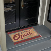 Viñeta de empresa abierta letrero retro cafetería 