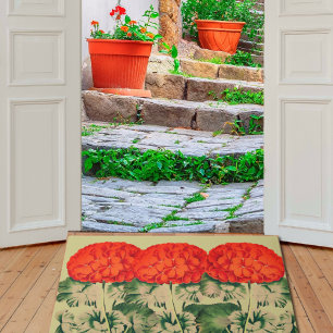 Felpudo Viñeta de Geranium Trio - Doormat floral auta auda