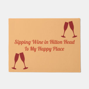 Felpudo Vino que sorbe en Hilton Head con los vidrios