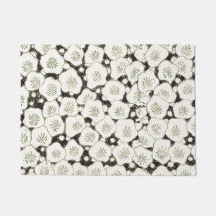 Felpudo Vintage 1902 Japonés Floral: Flor Blanca Negra