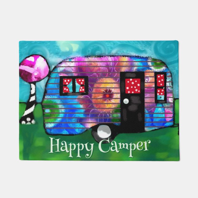 Felpudo Vintage Abstract Camp Trailer Floral Personalized (Anverso)